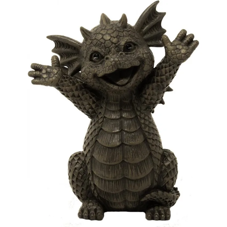 MFF Gartenfigur Gartendrache - Modell Hallo klein - Fantasy Figur Deko Drache Garten