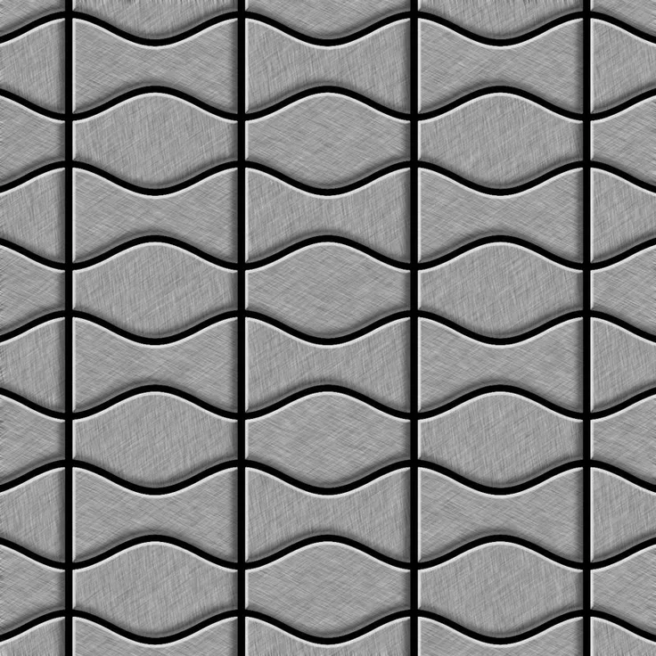 Mosaik Fliese massiv Metall Edelstahl gebürstet in grau 1,6mm stark ALLOY Kismet & Karma-S-S-B Designed by Karim Rashid 0,86 m2