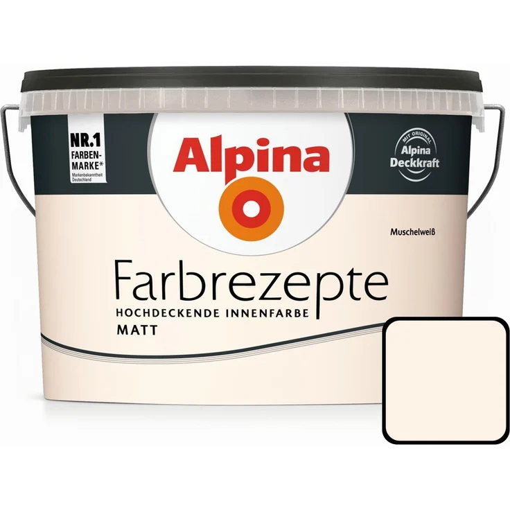 Alpina Farbrezepte Dezentes Cremeweiß 2,5 l, muschelweiß, Innenfarbe matt – Bild 1