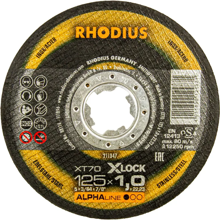 Rhodius XT 70 X-Lock Trennscheibe 125 x 1 mm, Stahl & Edelstahl 125 mm, 25 Stück