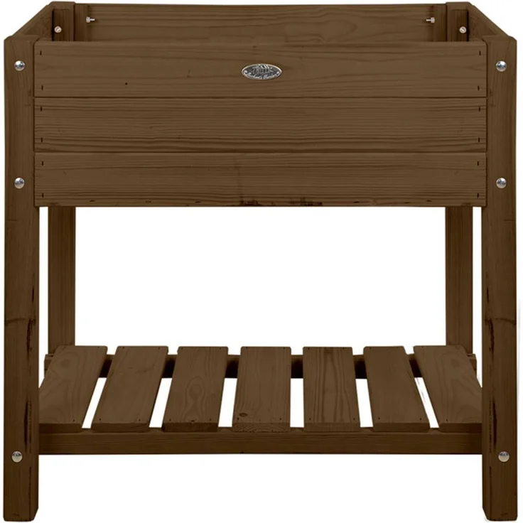 Esschert Design Hochbeet aus Holz mit Ablage und Einlegefolie S braun