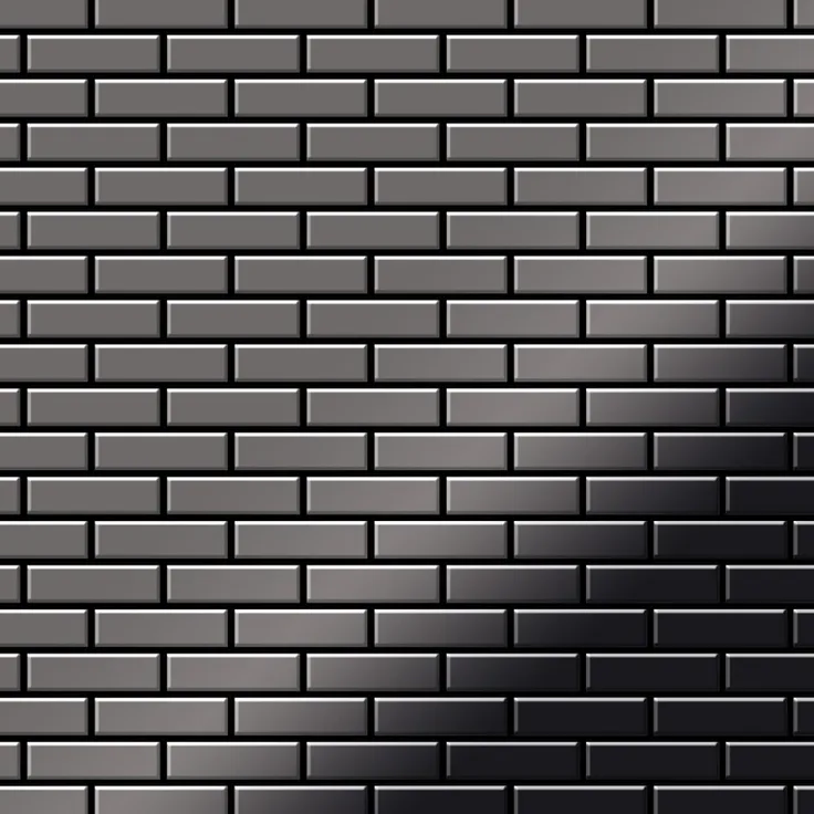 Alloy Mosaik Fliese massiv Metall Titan hochglänzend in dunkelgrau 1,6mm stark PK-Ti-SM 0,88 m2