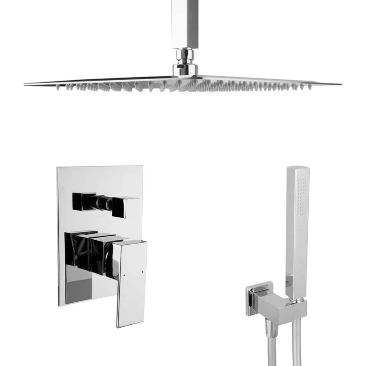 Paulgurkes - Unterputz Regendusche mit Deckenarm eckig Edelstahl 30 cm Duschkopf
