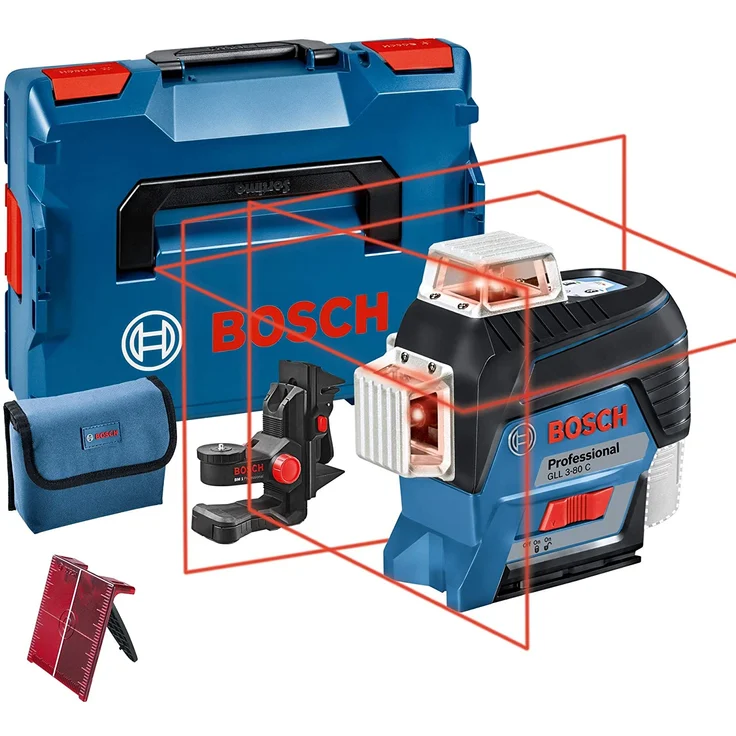 Bosch Professional 12V System Linienlaser GLL 3-80 C (Ohne Akku, Universalhalterung BM 1, m. App-Funktion, roter Laser, max. Arbeitsbereich: 30 m, Tasche, in L-BOXX) – Bild 3