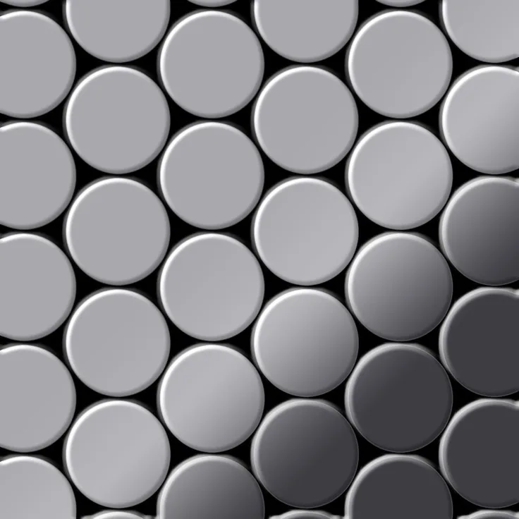 Alloy Mosaik Fliese massiv Metall Edelstahl marine hochglänzend in grau 1,6mm stark Dome-S-S-MM 0,73 m2