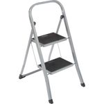 axentia Trittleiter 2 Stufen klappbar, Klapptritt aus Metall mit Haltebügel und gummierten Stufen, Klapptreppe bis 150 kg, silberfarben / schwarz