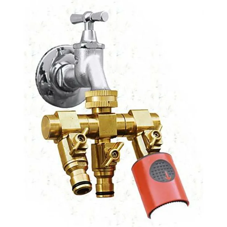  Wasserverteiler 3 Wege für 1-2' + 3-4' - Wasserhahnanschluss -Wasserhahnstecker - UPP