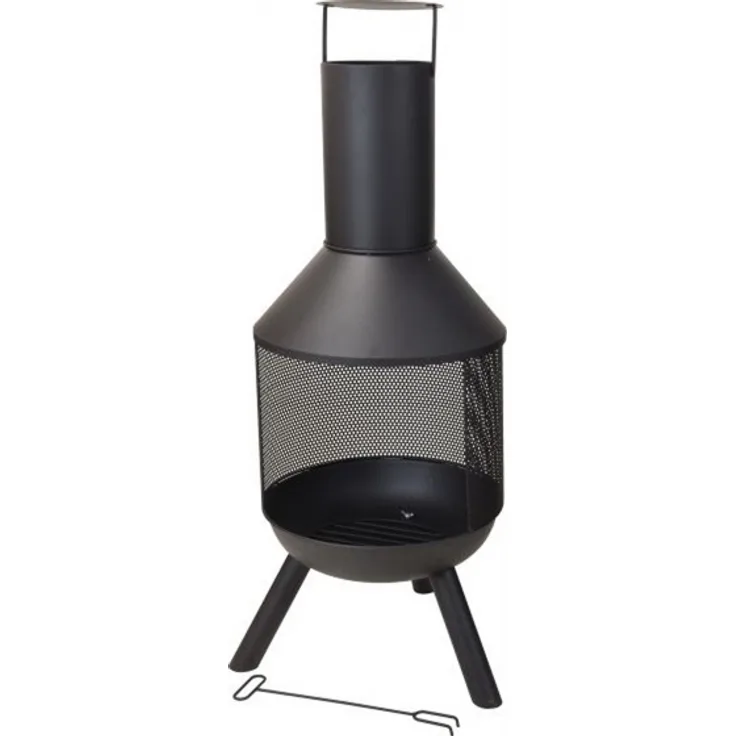 Gartenkamin Akna Stahl schwarz 116 x 44,5 cm