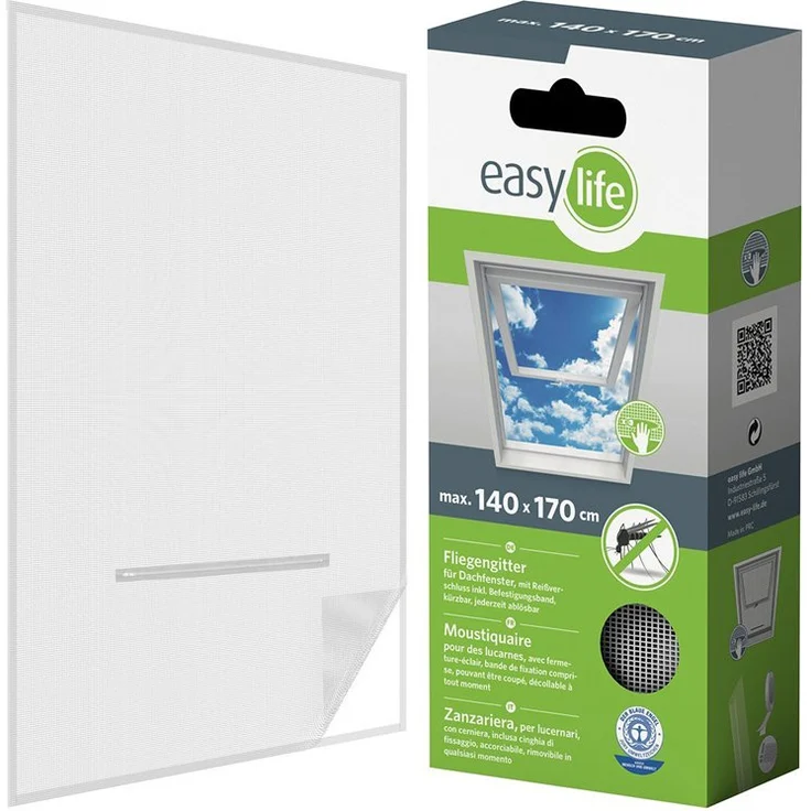 easy life Insektenschutz Gitter Dachfenster inkl. Klettband 140 x 170 cm weiß – Bild 1
