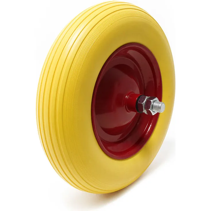 Pannensicheres Schubkarren komplett PU-Rad 4.00-8 Polyurethan Vollgummi mit Steckachse pannensicher