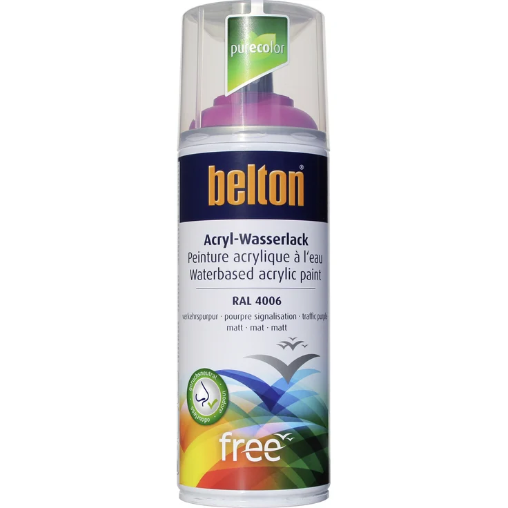 belton free Lackspray 400 ml, Acryl Wasserlack, verkehrspurpur, matt – Bild 1