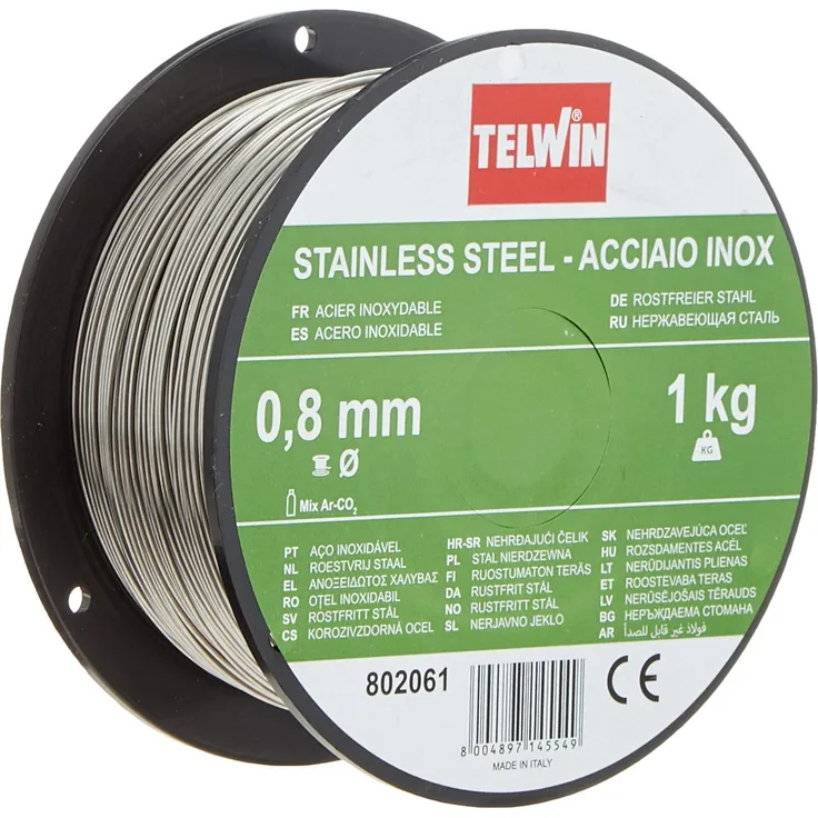 Telwin S.p.A. 802061 Rostfreie Stahlschweissdrahtspule Durchmesser 0,8 mm, 1 Kg, Grau