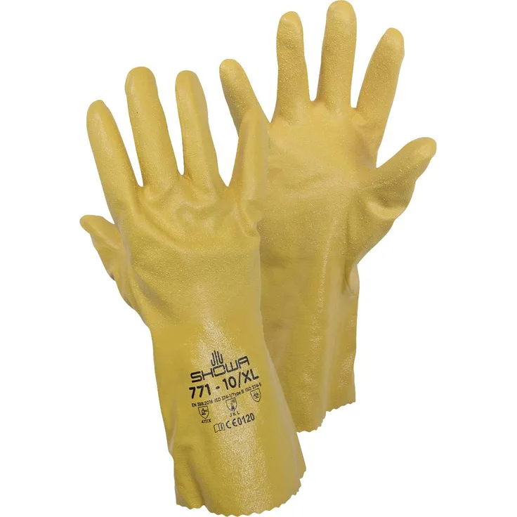 Showa 4707 771 Gr. L Baumwolltrikot, Polyester, Nitril Chemiekalienhandschuh Größe (Handschuhe): 9, L EN 388 , EN 374-2 , EN