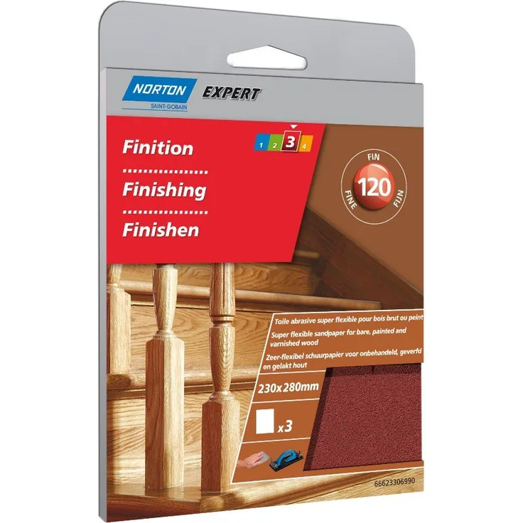 Flexibel Und Norton Schleifpapier Körnung 120-230 x 280 mm-3 Stück