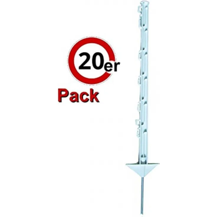 Göbel Weidezaunpfahl Wildabwehrpfahl 75cm weiß Kunststoffpfahl 20 Stück 10703