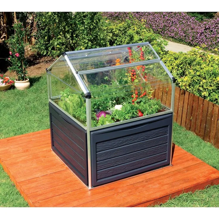 PALRAM Aluminium Hochbeet Plantino-PlantInn Clear inkl. Pflanztrog und Clips