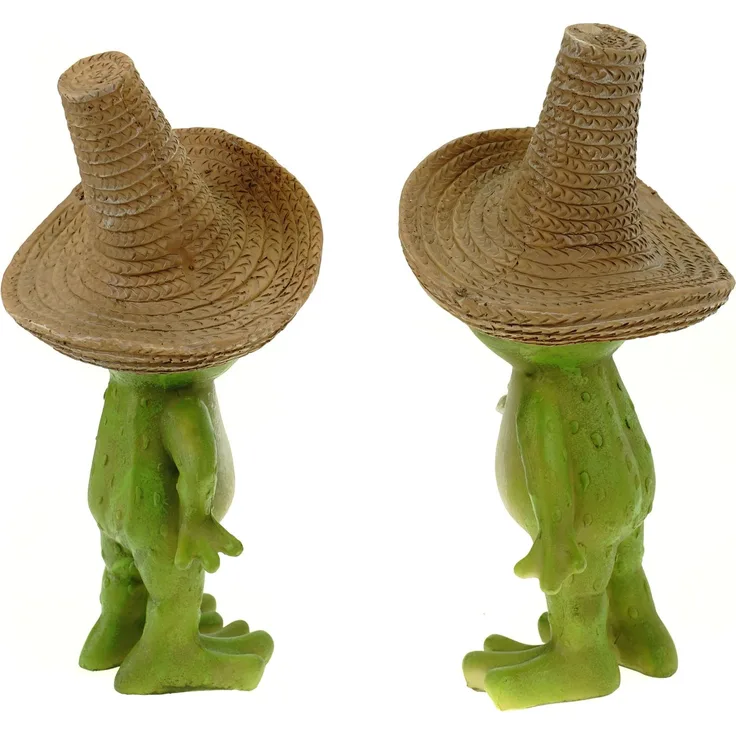 2er Set Frosch mit Sombrero stehend 22 cm Figur Gartenfigur