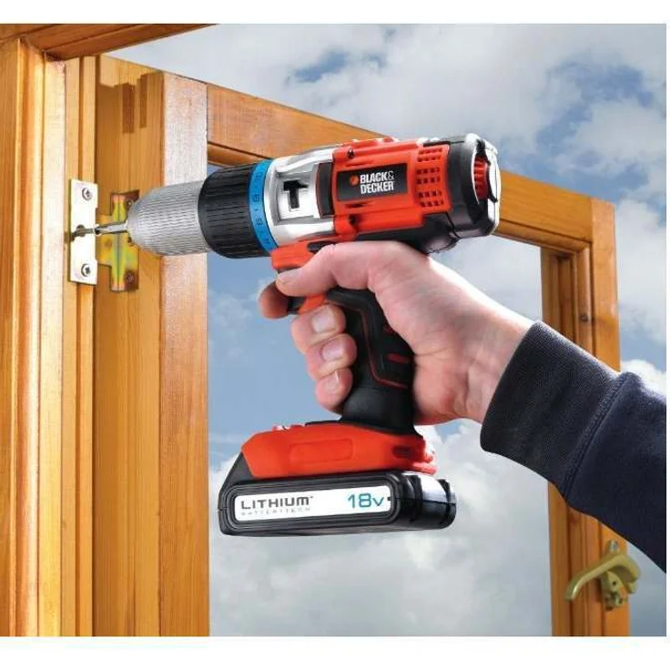 Black+Decker 2-Gang Hochleistungs-Akku-Schlagbohrschrauber (18V Li-Ion,5 Metallplanetengetriebe,Sicherheitselektronik,ergonomische Form,24-stufige Drehmomentvorwahl,LED) EGBHP188K – Bild 5