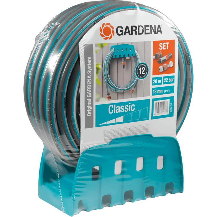 GARDENA Wasserschlauchhalter Set 20m Textil-Schlauch, türkis, anthrazit, 20 m