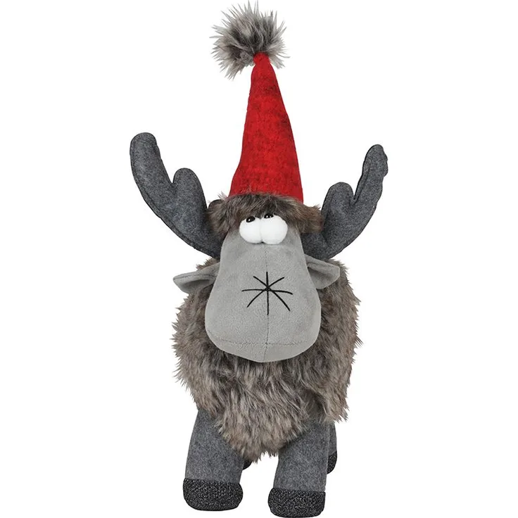Deko-Rentier mit Mütze 41cm Weihnachtsfigur Weihnachtsdeko Winterdeko Dekofigur