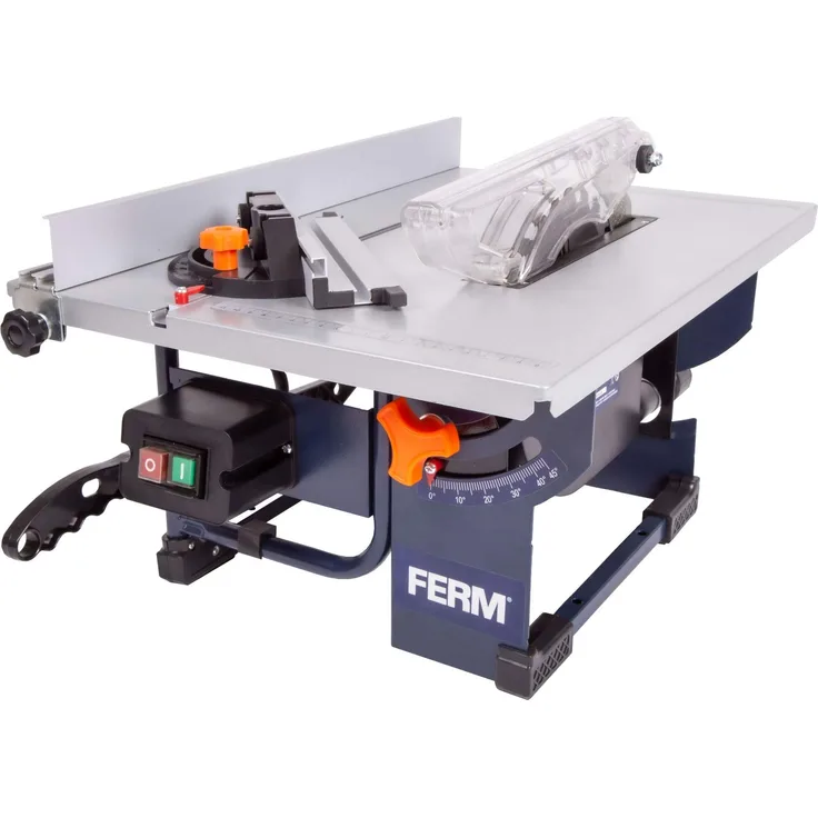 FERM Tischkreissäge 800 W, Inkl.  200mm 24-Z-Sägeblatt, Gehrungsführung, Parallelführung, Schubstange und Staubsaugeranschluss
