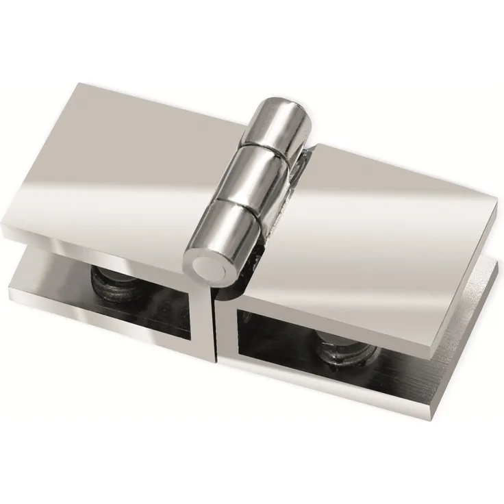 Glastür-Scharnier, Glas-Glas, verchromt, 2x 24x24x15 mm, Parallel Anschlag