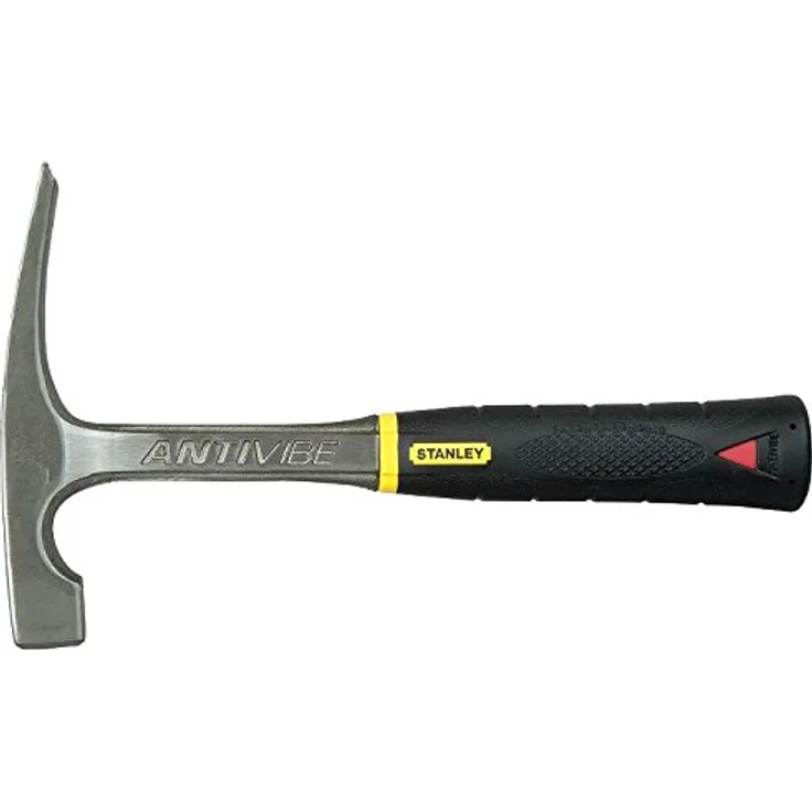 Stanley Antivibe Maurerhammer (570 g Kopfgewicht, Vibrationsdämpfung, Stahlstiel, thermoplastischer Gummigriff) 1-54-022