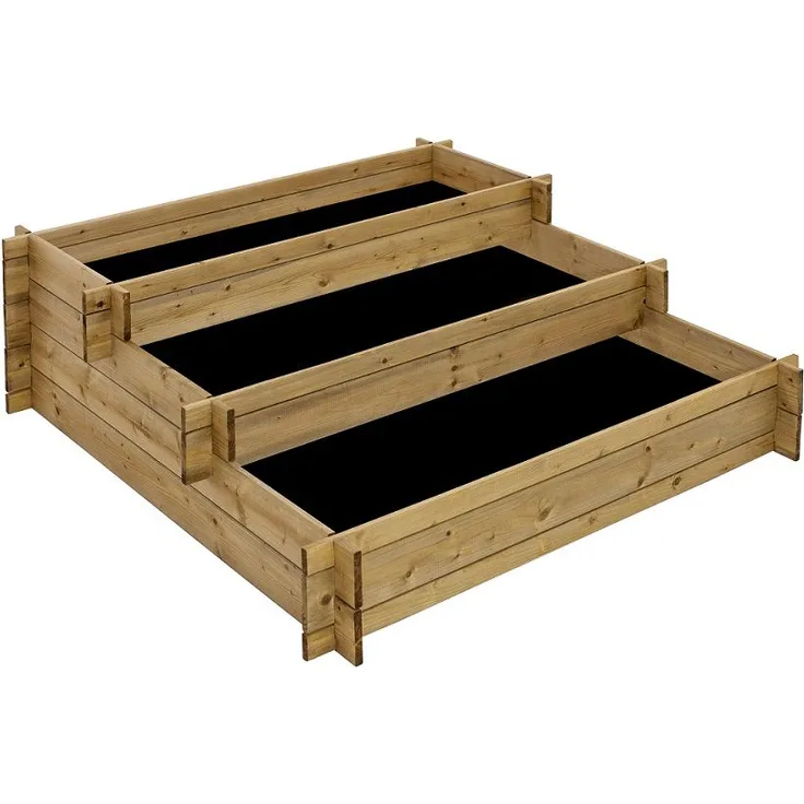 Nativ Garten Stufenhochbeet aus Holz, 3 Pflanzbereiche, Hochbeet