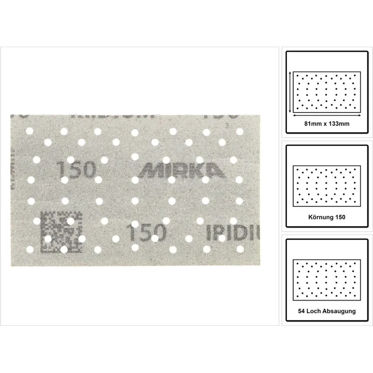 Mirka IRIDIUM Schleifstreifen Grip 81x133mm K150, 100 Stk. (246B109915 )