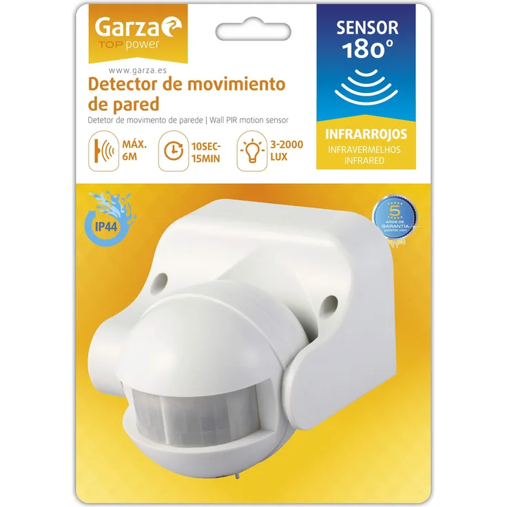 Garza - Reiher 430041 Power-Detector Bewegung Infrarot-Wand, Erfassungswinkel 180 °, weiß