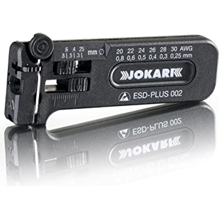 Jokari 40028 Antistatisches Mini-Präzisions-Abisolierwerkzeug ESD-Plus 002 zum Entmanteln von Leitern und Litzen AWG 30 bis 20-0,25-0,80 mm Ø