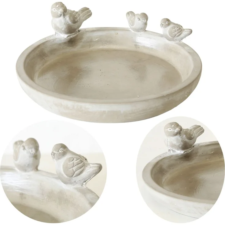 LS-LebenStil Vogelbad Vogel-Tränke Beton 26 cm Grau Balkon Terrasse Garten Bienen