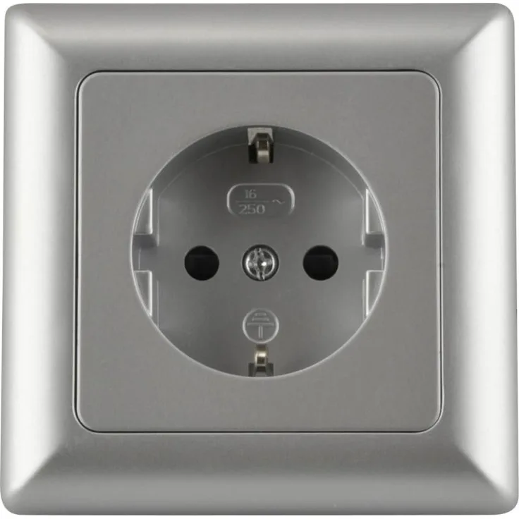 Unitec Steckdose mit Rahmen Genua silber