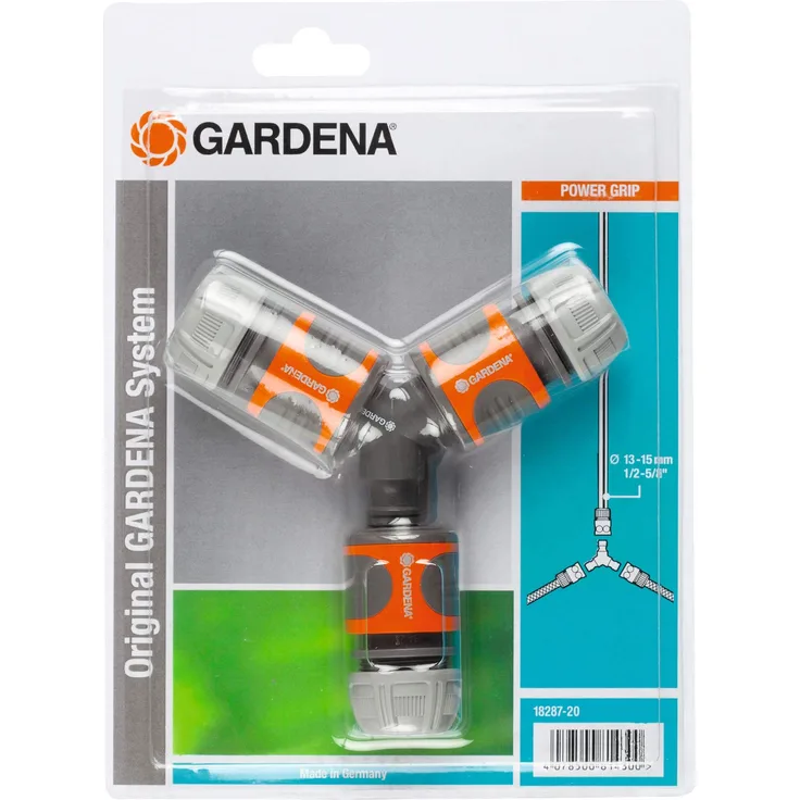 GARDENA Abzweig-Satz für 13 mm (1/2)- und 15 mm (5/8)-Wasserschläuche: Wasserdichter Abzweig-Verbinder für eine einfache Wasserteilung (18287-20)