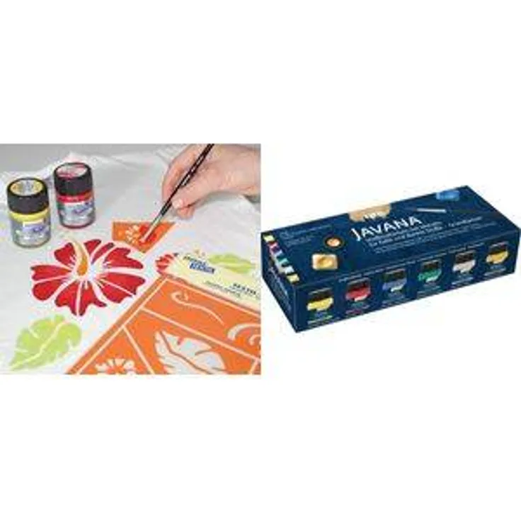 Kreul Javana Stoffmalfarben Metallic Set 6 x 20 ml für helle und dunkle Stoffe, Grundfarben