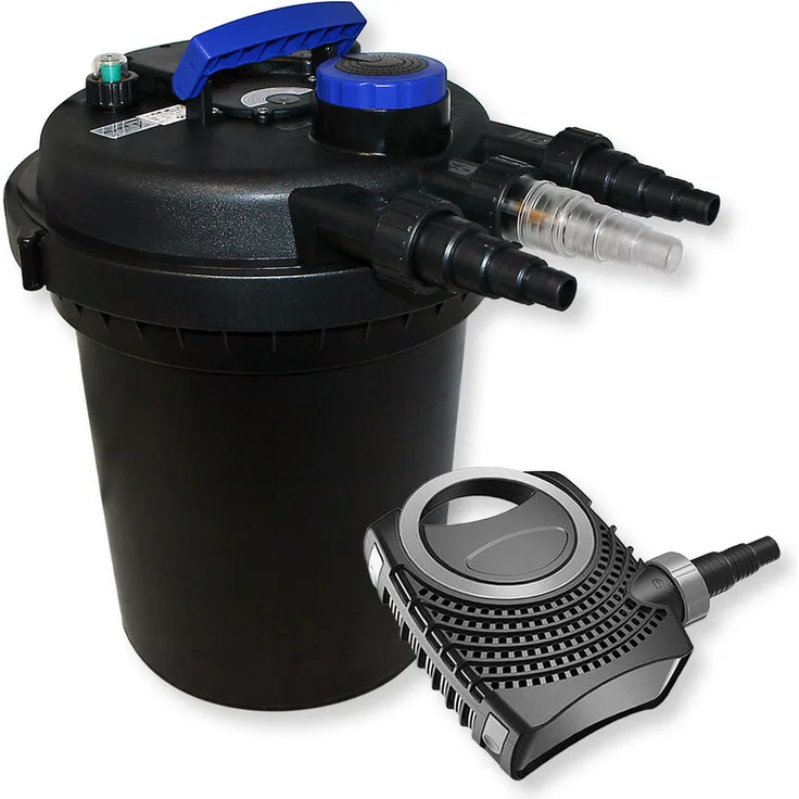 WilTec Set Druckfilter 10000l 11W UVC Teichklärer 70W Teichpumpe