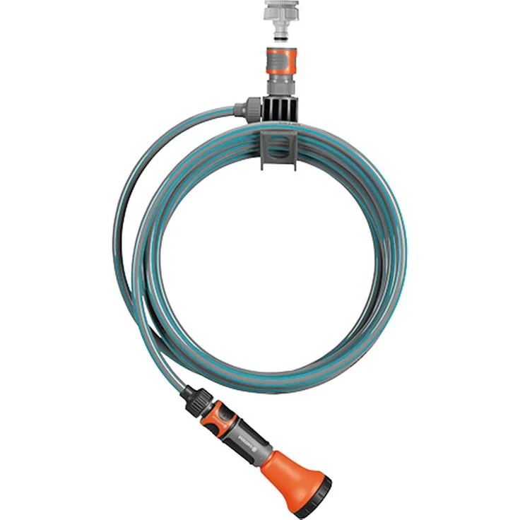 GARDENA city gardening Terrassen-Spiralschlauch 7.5 m: Gartenschlauch mit integrierter Schlauchhalterung, 9 mm Schlauchdurchmesser, mit Original GARDENA Systemteilen und Brause (18411-20) – Bild 1