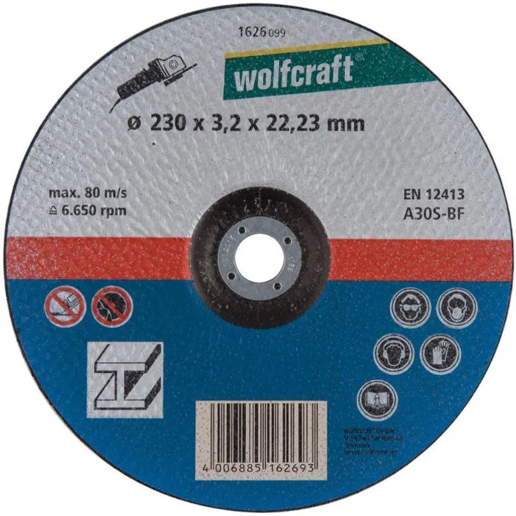 Wolfcraft 1 Trennscheibe Metall Durchmesser 230 x 3,2 x 22,23 mm 1626099