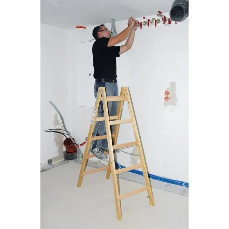Holz Stufen-Doppelleiter Arbeitshöhe (max.): 2.5 m Günzburger Steigtechnik 33208 Braun 5.5 kg Braun