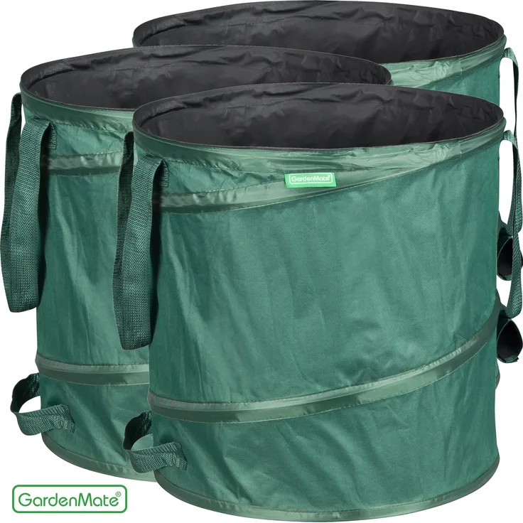 GardenMate® 3x Pop-up Gartensack 85l - Selbstaufstellend aus robustem Polyester Oxford 600D Gewebe