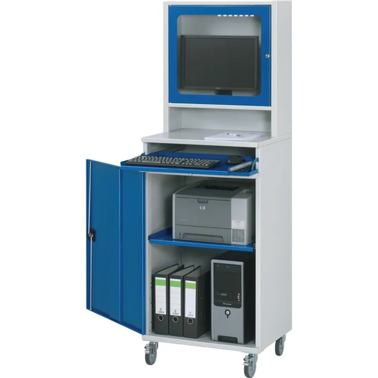 Rau Computer-Schrank, Metall, Lichtgrau-Enzianblau, 80 X 80 X 80 Cm - 4040376919311