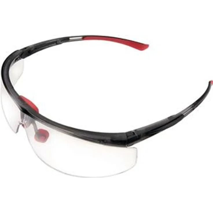Honeywell 736564 Adaptec Schutzbrille, Klar Sichtscheibe, Schwarz-Rot Rahmen, Beschlagschutz