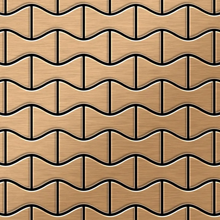 Mosaik Fliese massiv Metall Titan gebürstet in kupfer 1,6mm stark ALLOY Kismet-Ti-AB Designed by Karim Rashid 0,86 m2