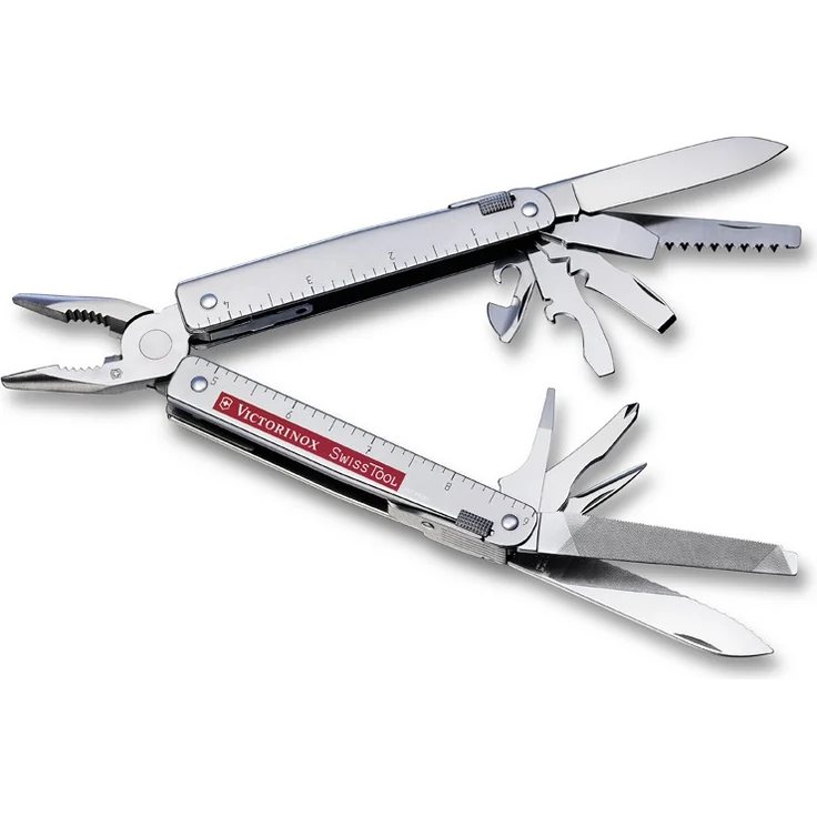 Victorinox Multifunktionswerkzeug Swiss Tool (26 Funktionen, Leder-Etui, Feststellbar) silber – Bild 1