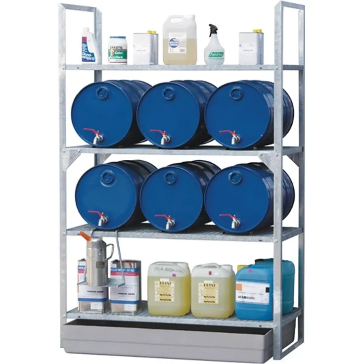 Fassregal B1320xT800mm Grundregal m.Fass- u.Gitterrostauflage