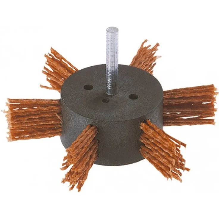 wolfcraft Nylon-Fächerbürste Ø 100 x 20 mm, Sechskant-Schaft (6.35 mm), 1512000