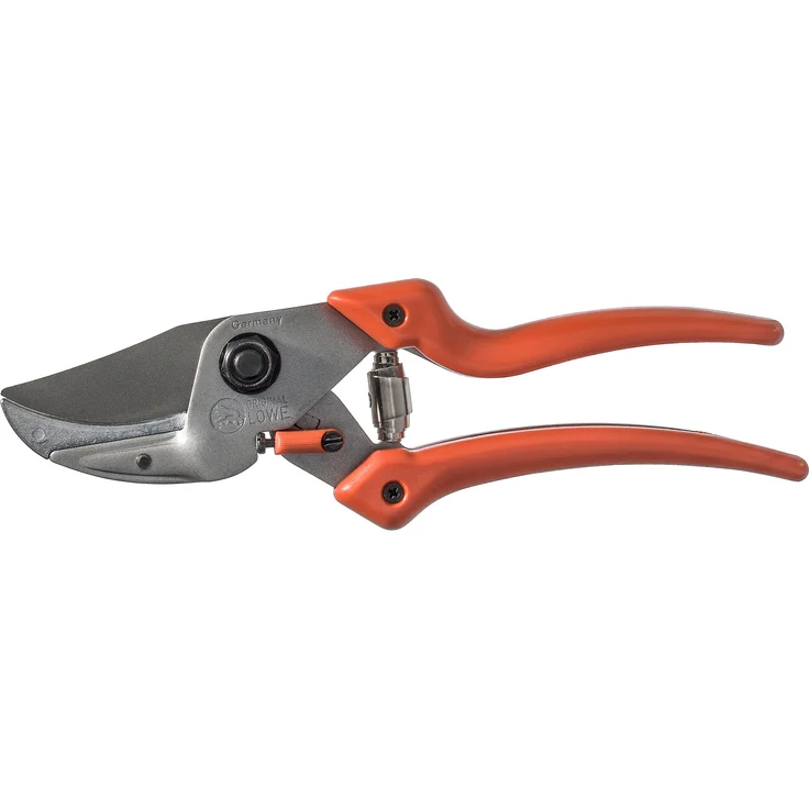 Original Löwe 8 Profi Amboss Gartenschere 8.107 mit Bypass Geometrie - scharfe handliche Schere mit Stahl-Klinge Antihaftbeschichtung und ergonomisch geformte Griffe für Schneidarbeiten im Garten Links- und Rechtshänder klein und mittelgroß