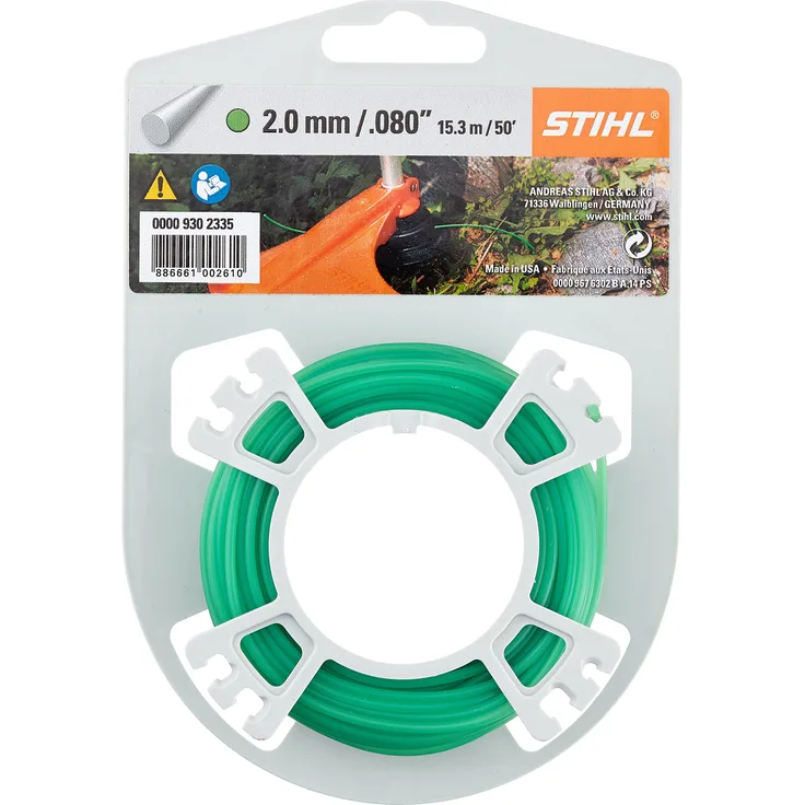 STIHL 9302335 Rasentrimmer Line grün 2,0 mm x 15,3 m, Motorsensenfaden, Mähfaden, Trimmerfaden