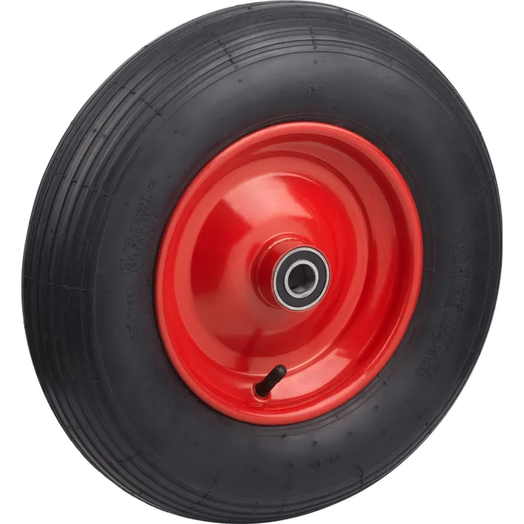 Metafranc Luftrad Ø 400 mm, Butyl-Schlauch - Stahl-Felge - Typ 4.80 - 4.00 - 8 - 250 kg Tragkraft - Kugellager - Komplettrad mit Felge - Schubkarrenrad - Schubkarrenreifen - Ersatzrad - 810940