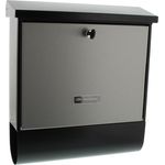 BURG-WÄCHTER, Edelstahl-Briefkasten-Set, A4 Einwurf-Format, Verzinktes Stahlgehäuse mit Edelstahl-Tür, Edelstahl, London 6867 B+S, Mattschwarz